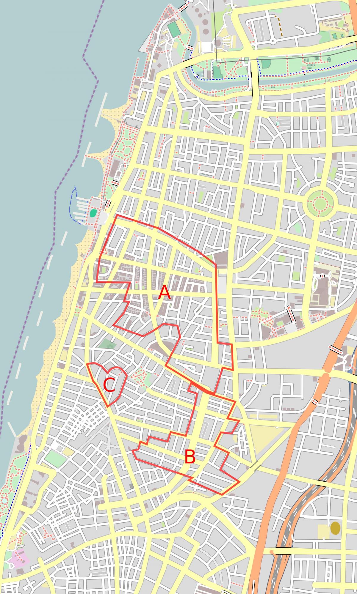 карта Бели град Тел Авив