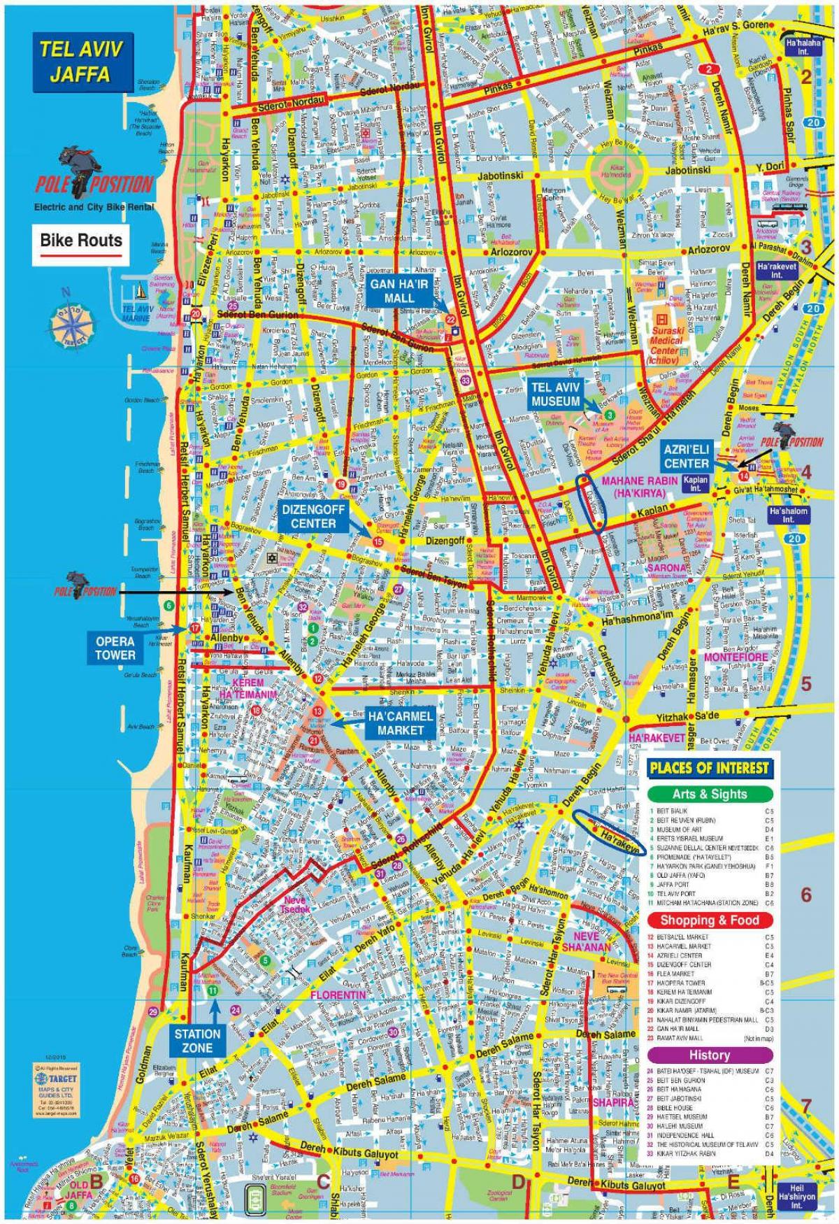 карта Тел-Авива на бициклу