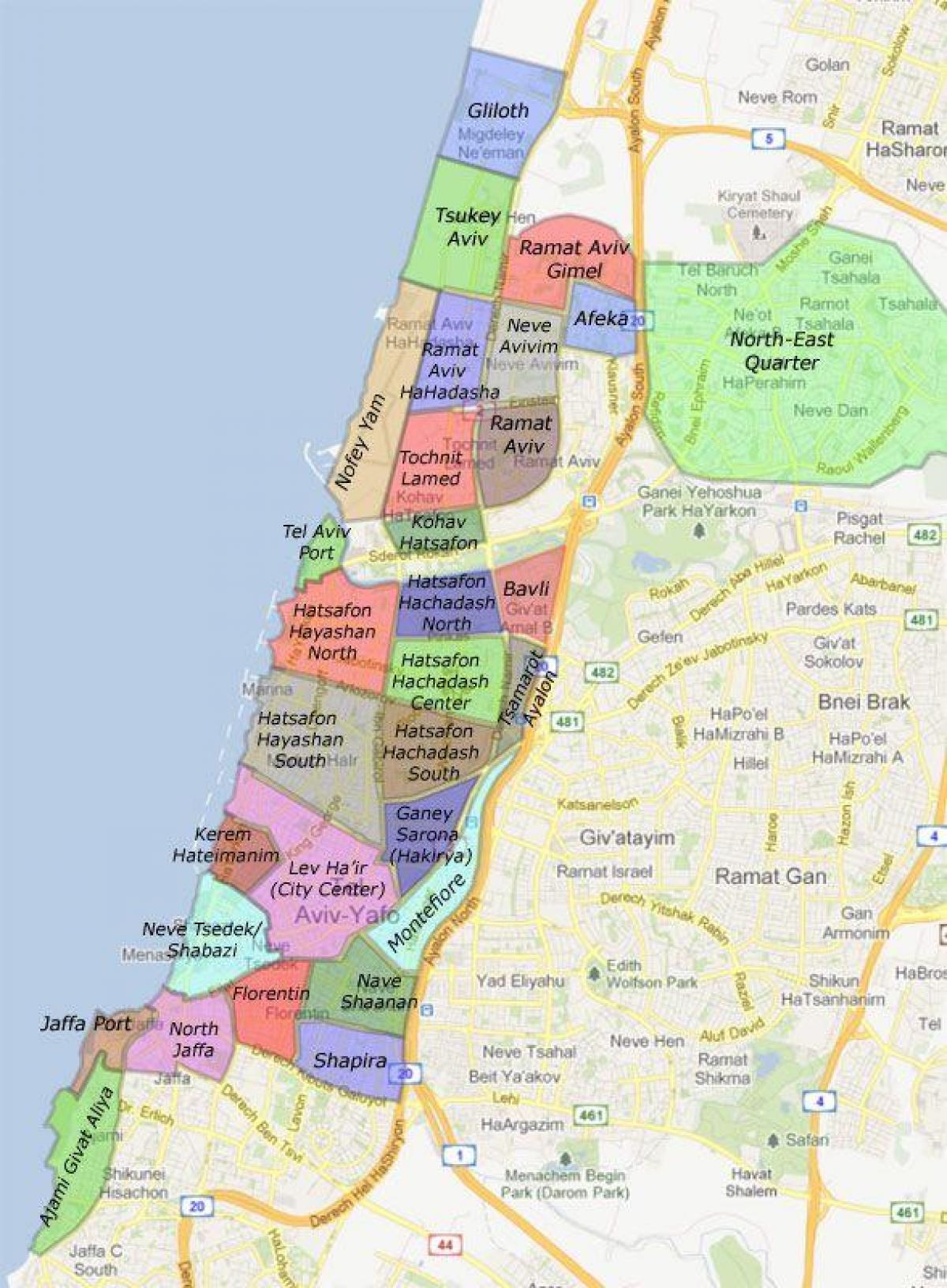 Тел Авив насеља мапи