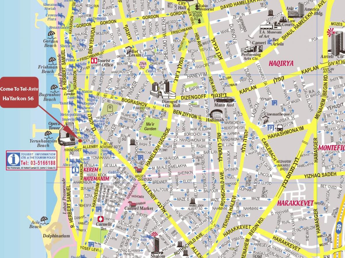 карта Тел-Авива пешачка тура