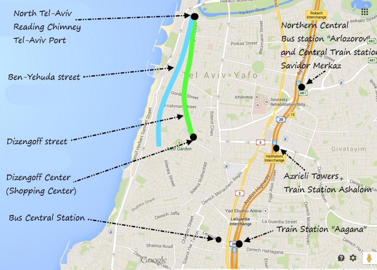 карта Тел-Авива у јавном превозу