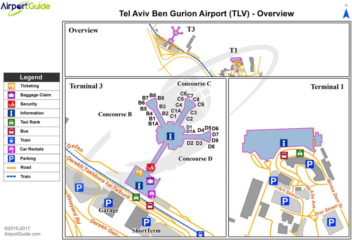 Међународни аеродром Бен-Гурион мапи